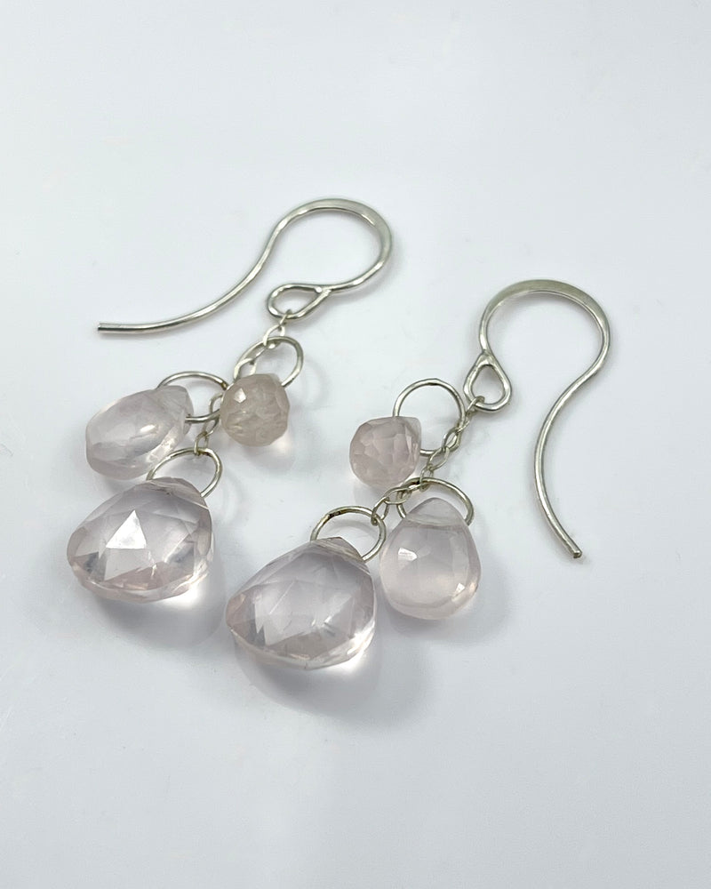Melissa Joy Manning Rose Quartz Triple Drop Earrings