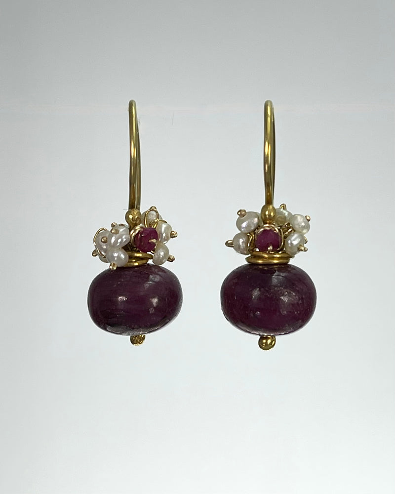 River Song Polished Ruby Fringe Earrings