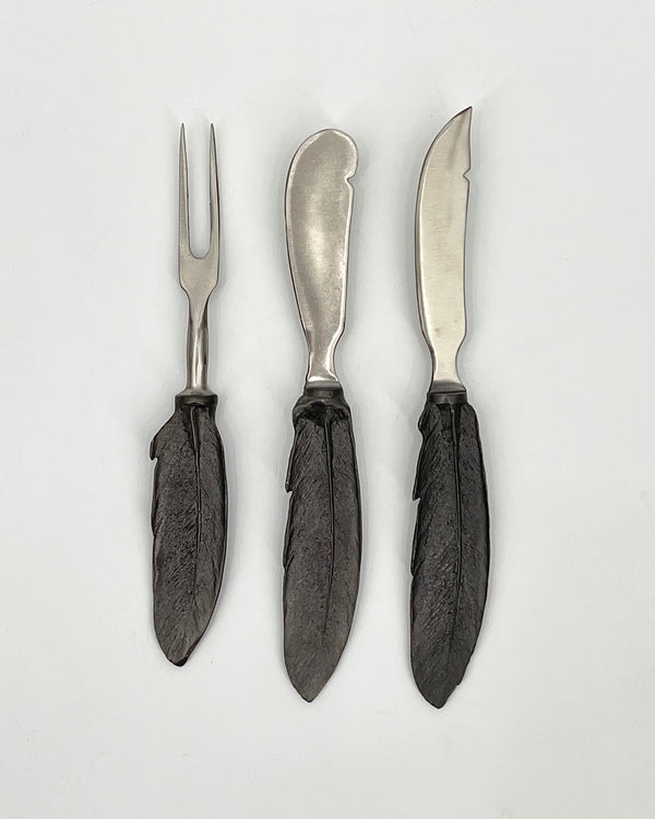 Pewter Feather Hostess Set