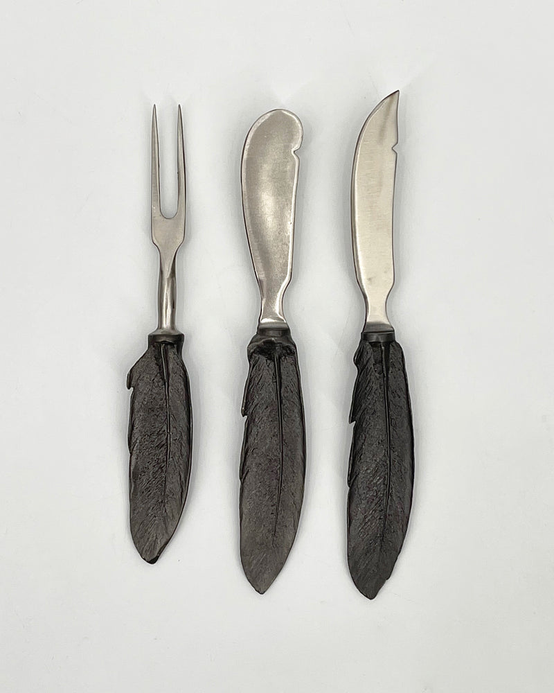 Pewter Feather Hostess Set