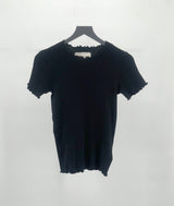 Waffle Rib Combo Crew Top, Black