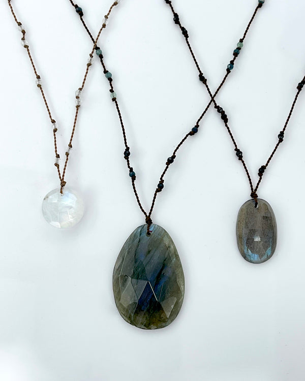 Margaret Solow Beaded Cord with Gemstone Pendants