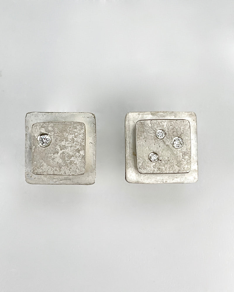 Biba Schutz Square Earrings with Diamonds