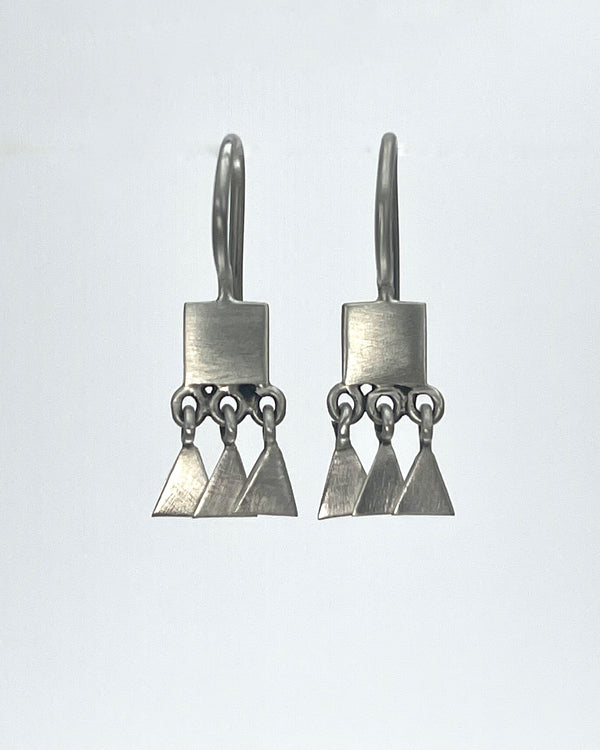 Tiny Square Drops with Triangles Earrings