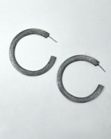 Heather Guidero Carved Flat Oxidized Silver Hoops