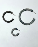 Heather Guidero Carved Flat Oxidized Silver Hoops